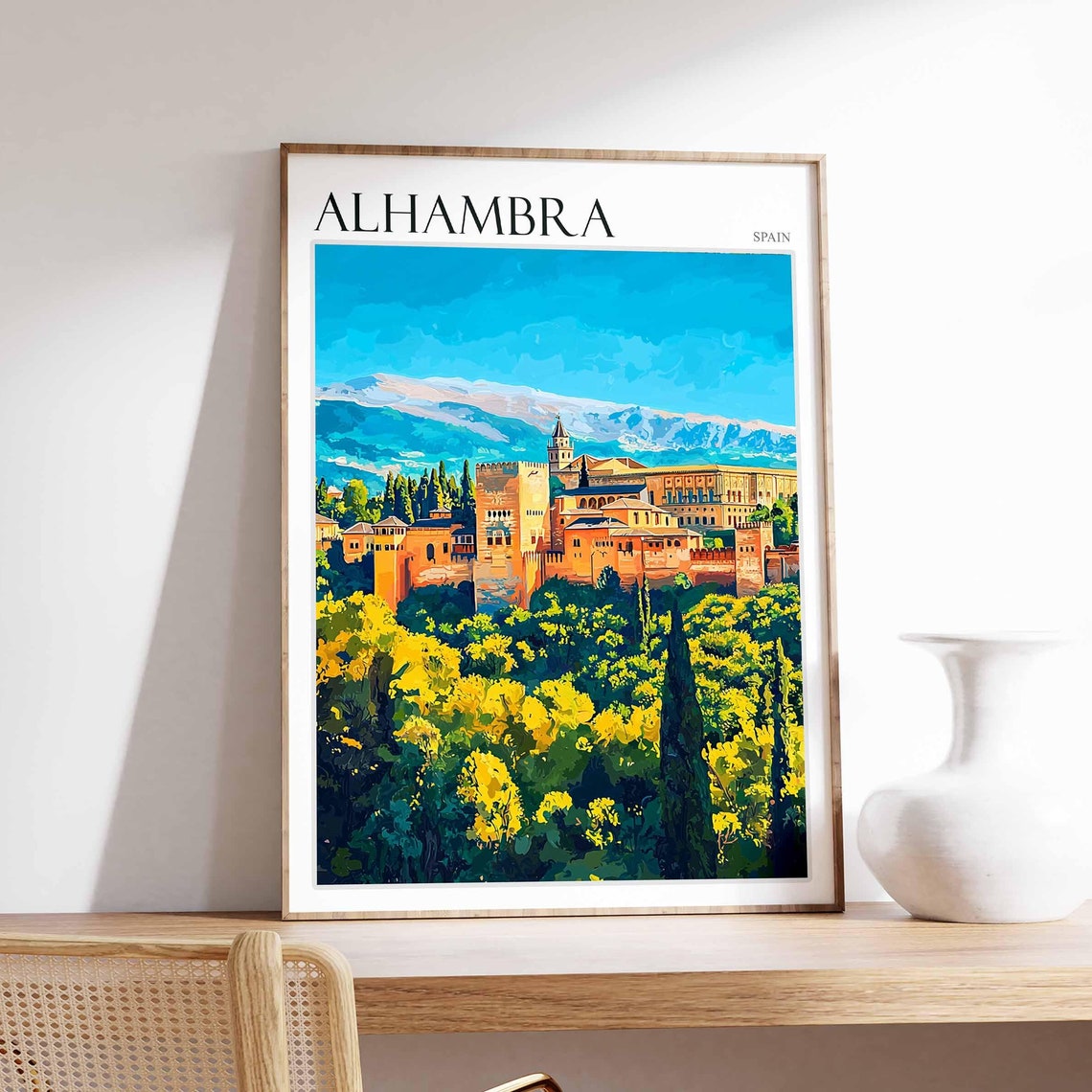 Alhambra Poster Spain Travel Print Spanish Decor Europe Travel Poster European Wall Art Alhambra Gift Alhambra Travel Poster