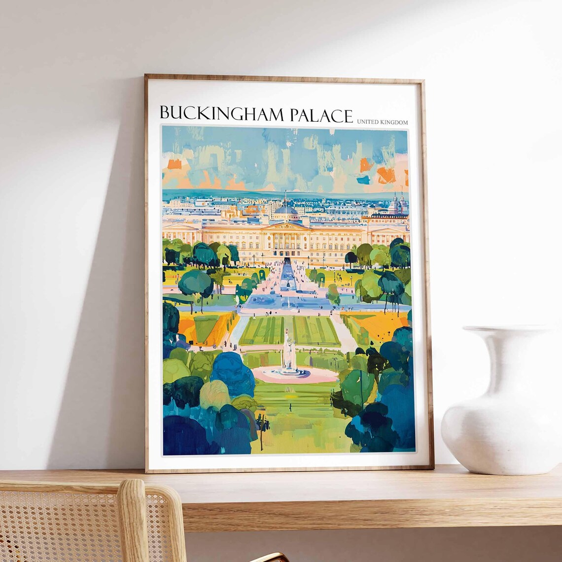 Buckingham Palace Aerial Gardens Panoramic Impressionist Poster