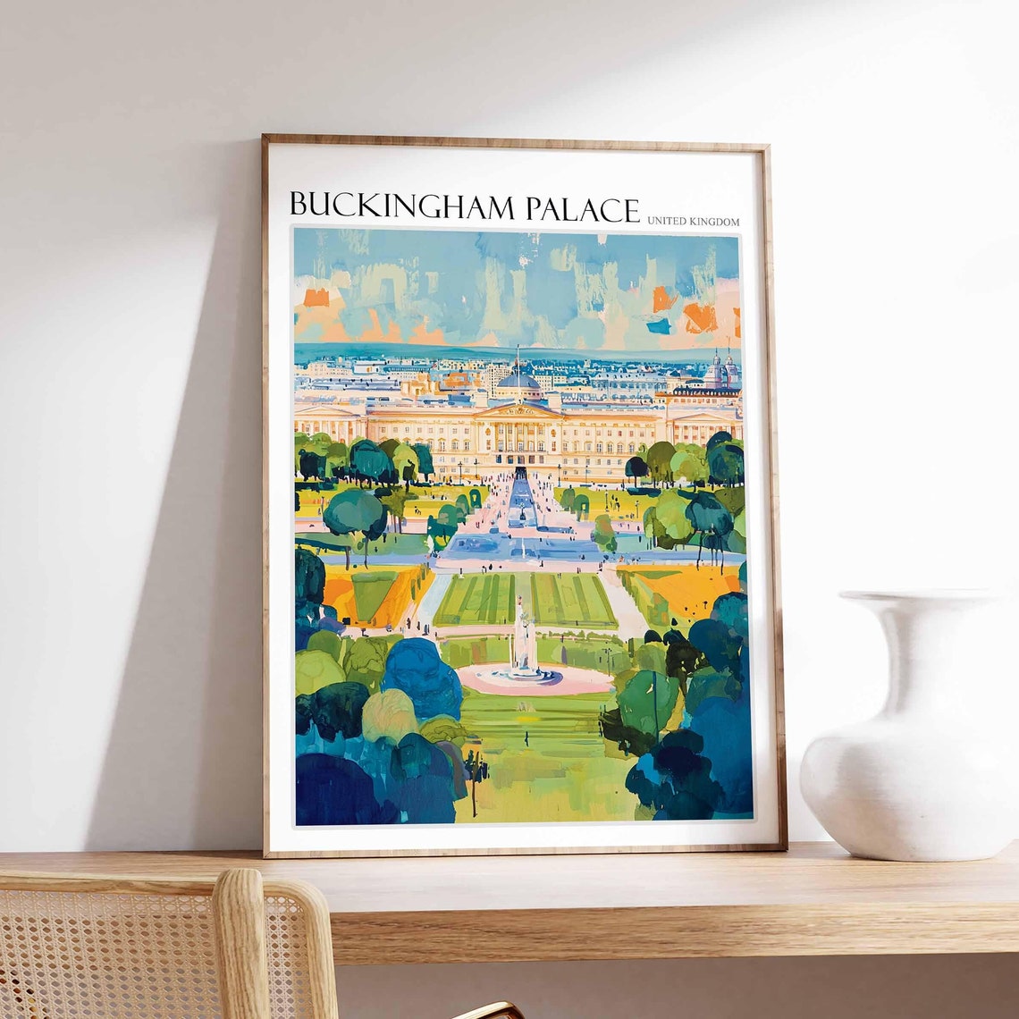 Buckingham Palace Poster England Travel Print British Decor United Kingdom Travel Poster City Print Buckingham Palace Travel Poster