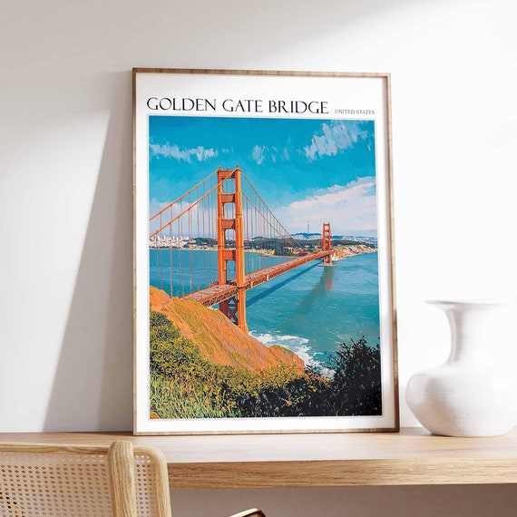 Golden Gate Bridge Poster Golden Gate Bridge Travel Print San Francisco Poster San Francisco Print Usa Travel Print