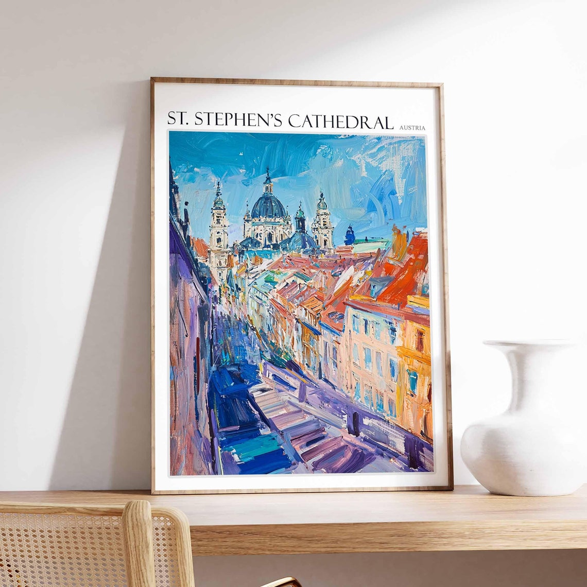 St. Stephen's Cathedral Impressionist Street Art Travel Poster Austria