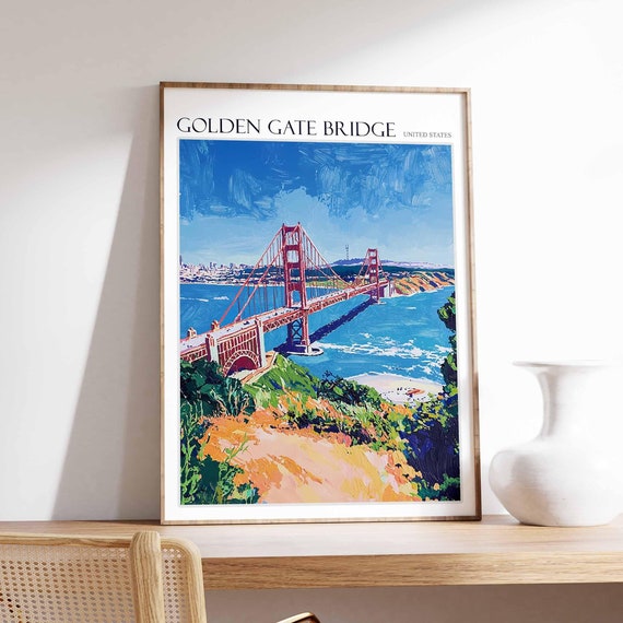 Golden Gate Bridge Poster Golden Gate Bridge Travel Print San Francisco Poster San Francisco Print Usa Travel Print