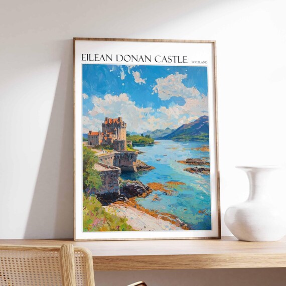 Eilean Donan Castle Poster Eilean Donan Castle Travel Print Scotland Travel Poster Tropical Decor United Kingdom Travel Print