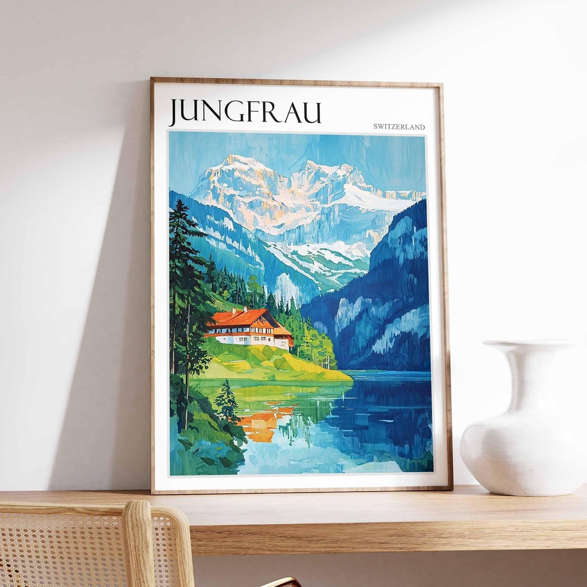 Jungfrau Poster Switzerland Travel Print Swiss Decor Europe Travel Poster European Wall Art Jungfrau Gift Jungfrau Travel Poster