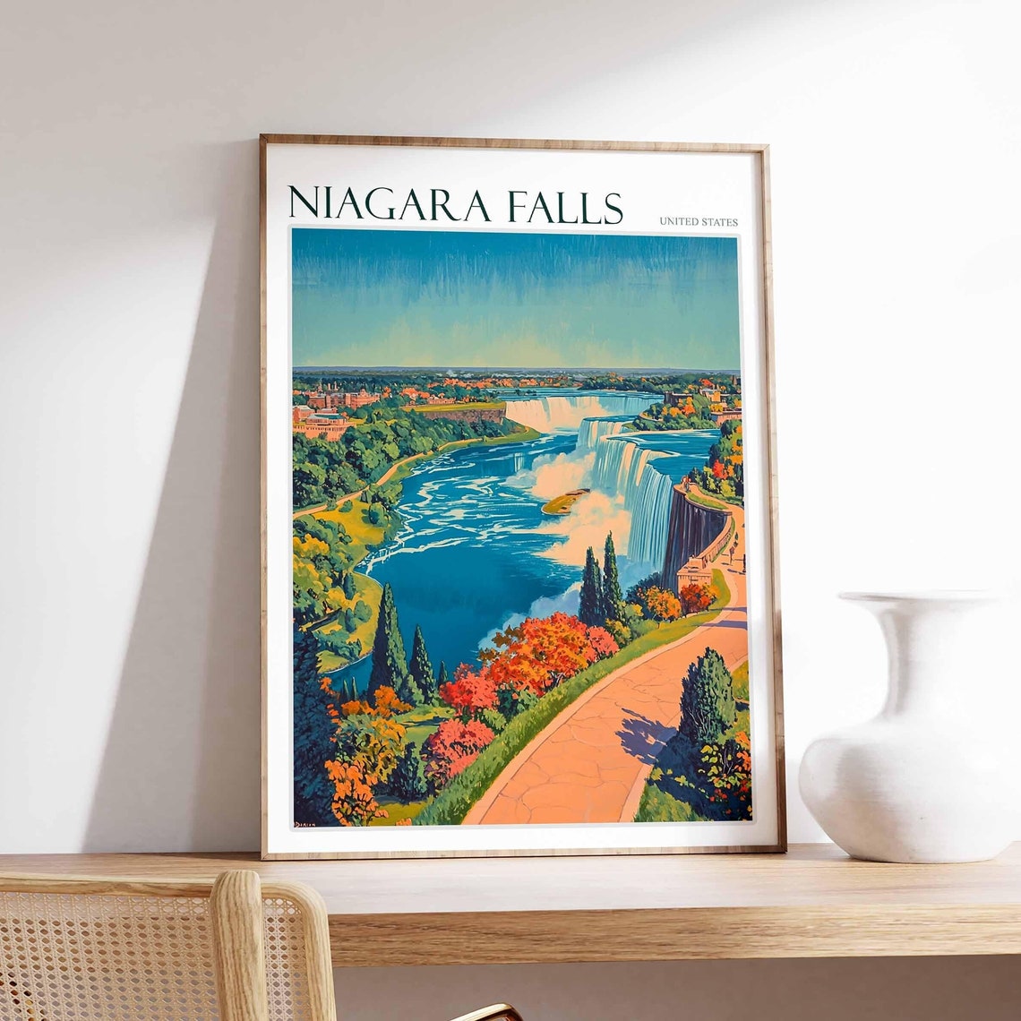 Niagara Falls Poster Niagara Falls Travel Print United States Travel Poster Travel Art Travel Poster United States Wall Art