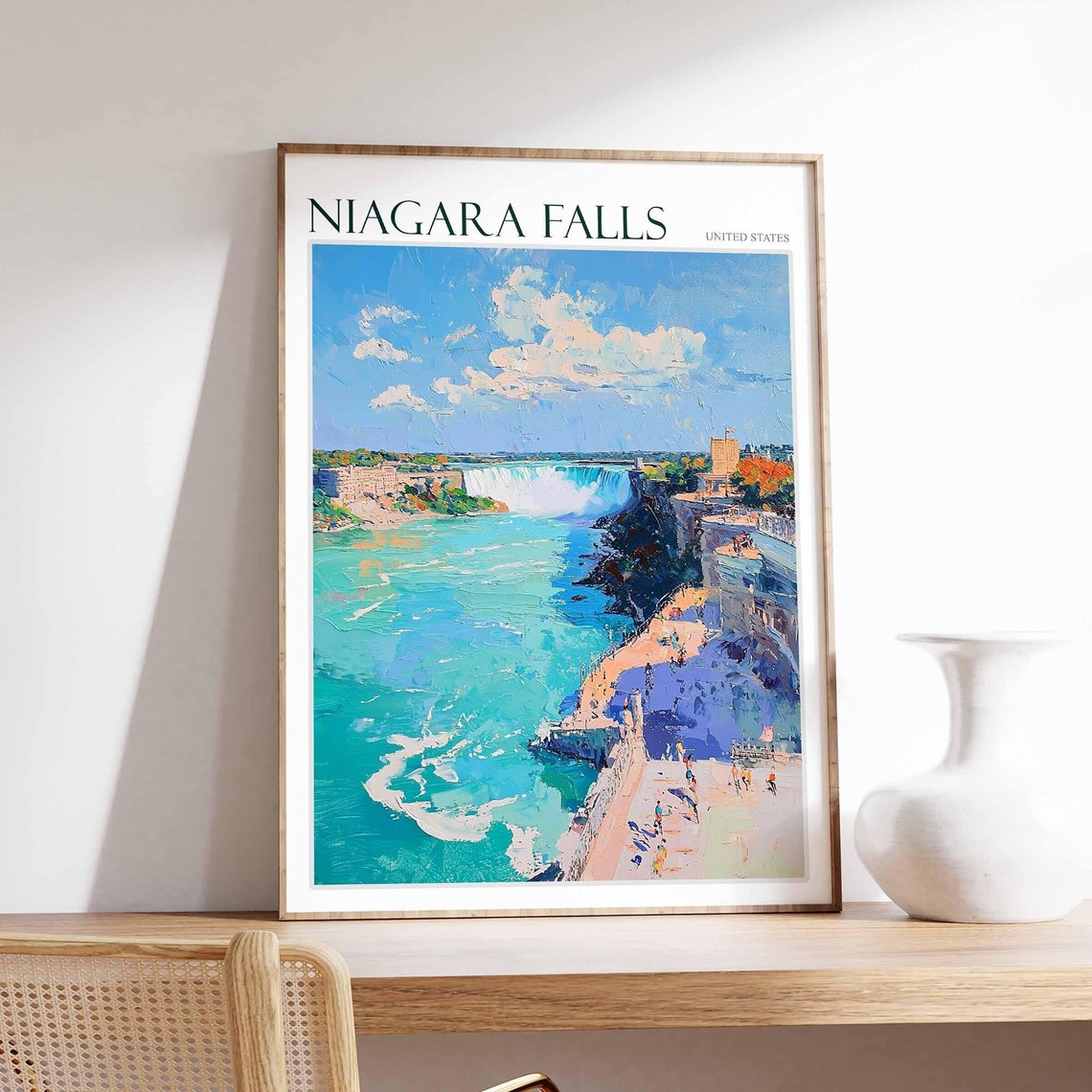 Niagara Falls Wide River Aerial Turquoise Rapids View Poster