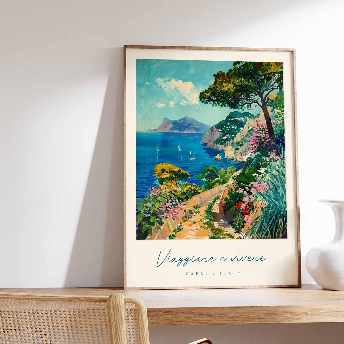 Capri Poster Capri Travel Print Capri Travel Art Capri Wall Art Italy Art Italy Travel Decor Italian Travel Gift