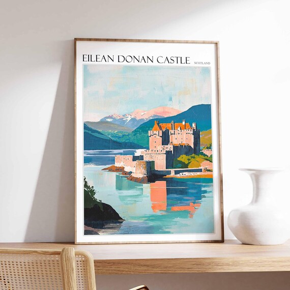 Eilean Donan Castle Poster Eilean Donan Castle Travel Print Scotland Travel Poster Tropical Decor United Kingdom Travel Print