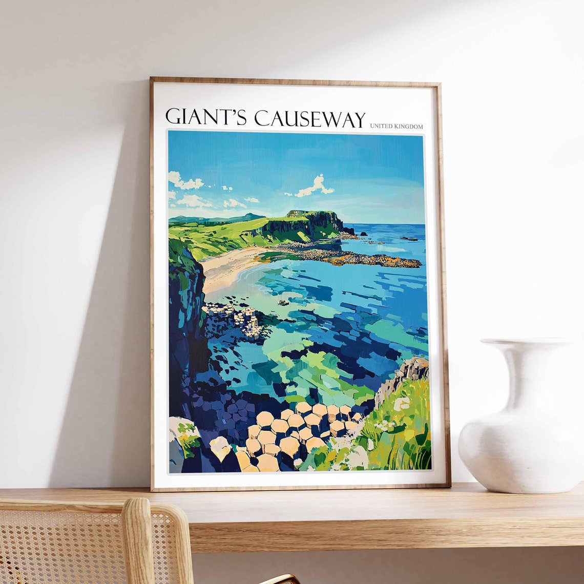 Giants Causeway Poster England Travel Print Giants Causeway Travel Art Giants Causeway Wall Art England Travel Giants Causeway Art