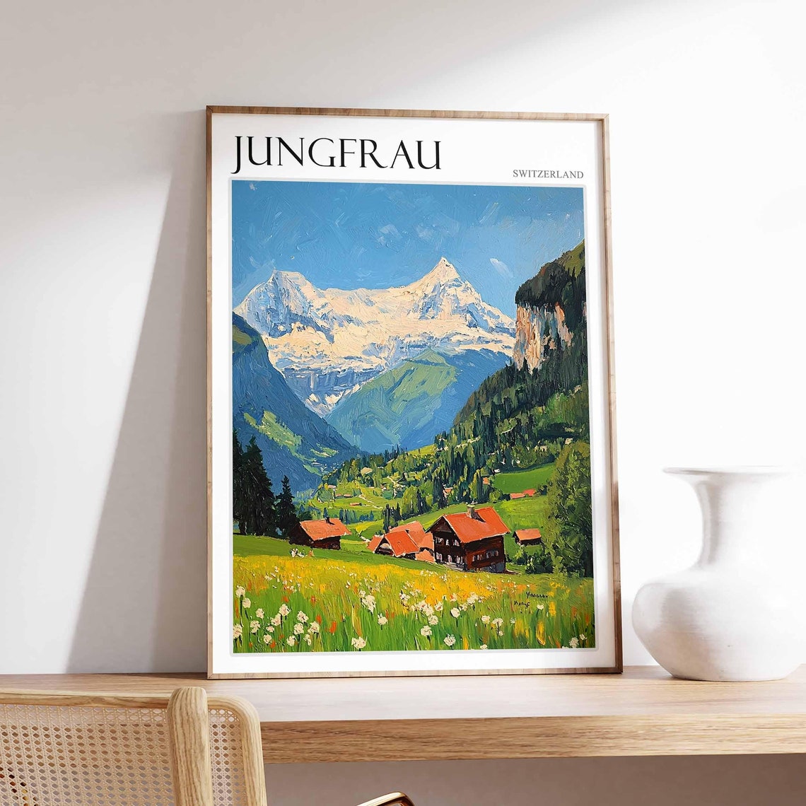 Jungfrau Poster Switzerland Travel Print Swiss Decor Europe Travel Poster European Wall Art Jungfrau Gift Jungfrau Travel Poster