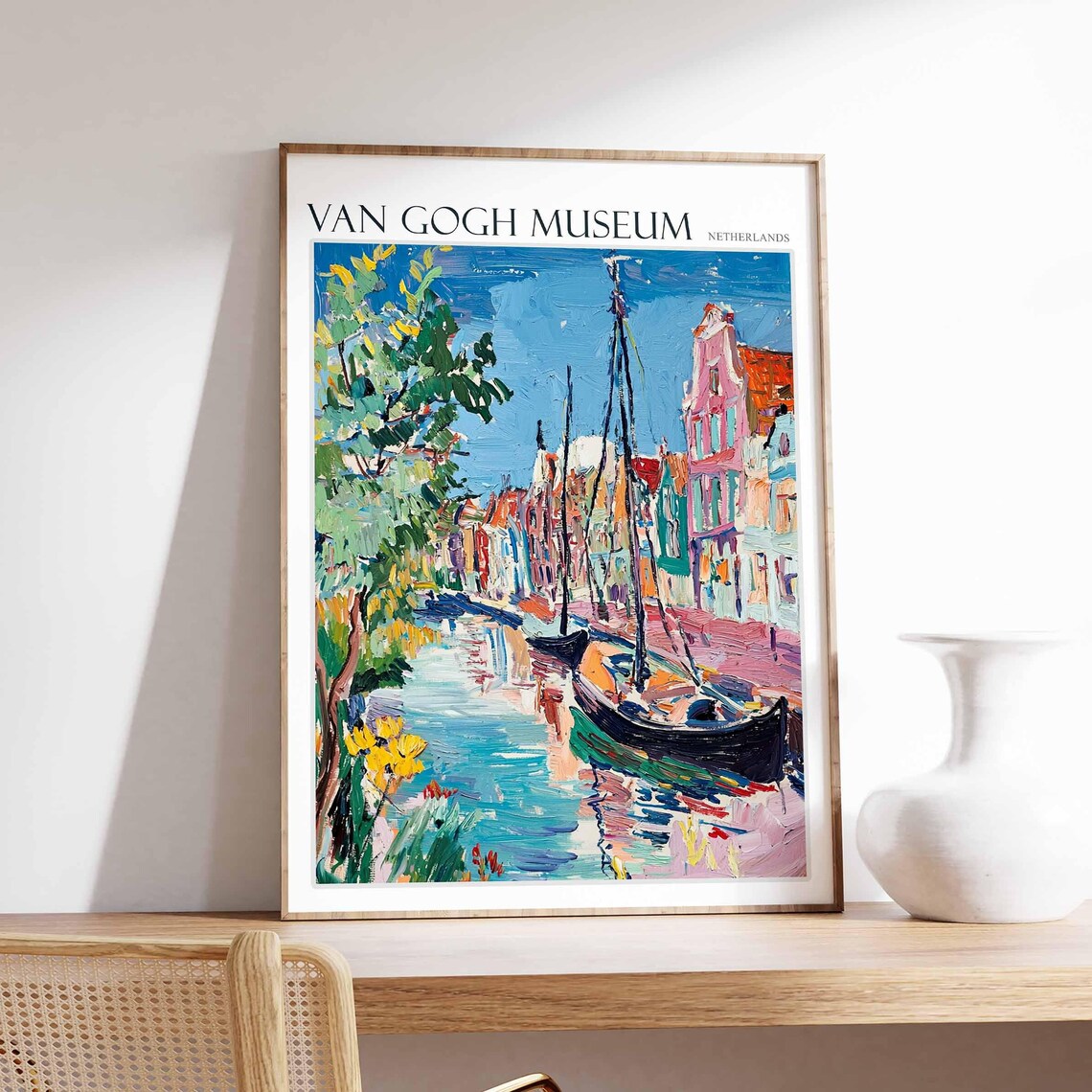 Van Gogh Museum Netherlands Canal Sailboats Impressionist Poster