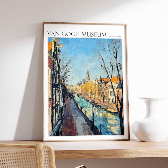 Van Gogh Museum Poster Van Gogh Museum Travel Print Netherlands Travel Poster Botanical Decor European Travel Print Netherlands Gift