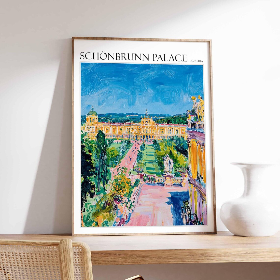 Schonbrunn Palace Vienna Gloriette Gardens Austria Travel Poster