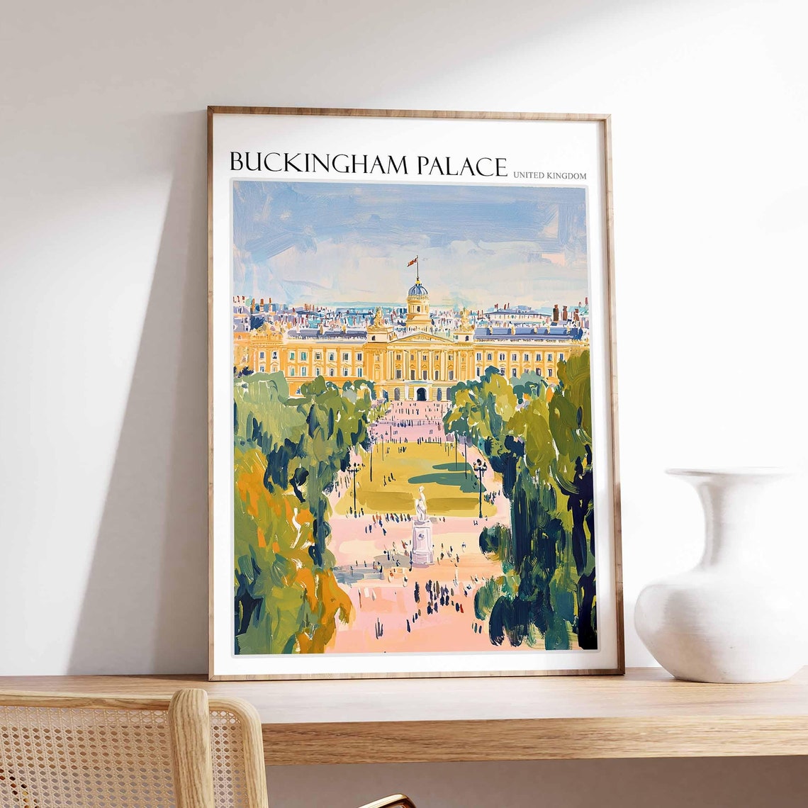 Buckingham Palace Golden Hour Mall View Impressionist Art Poster