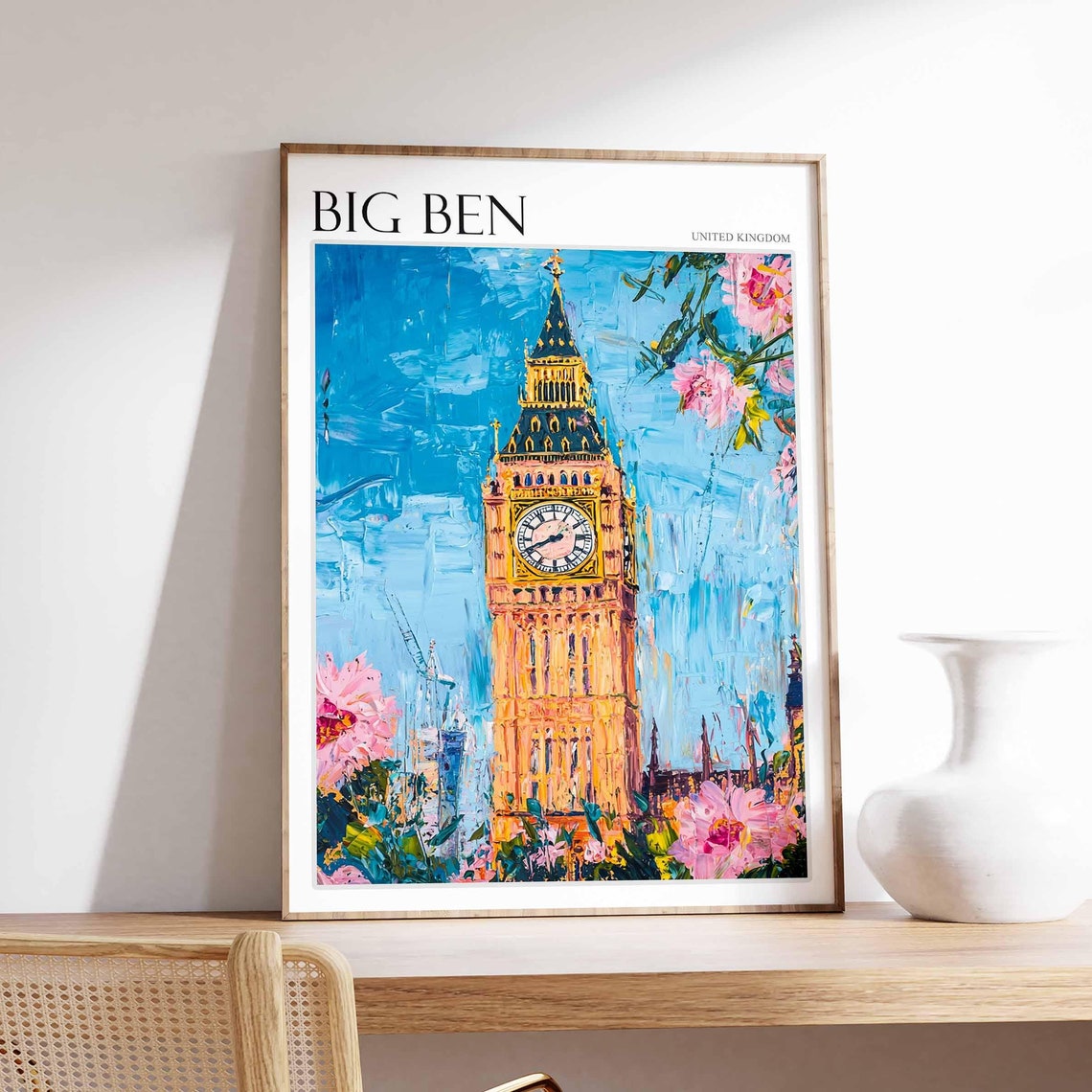 Big Ben Poster England Travel Print British Decor United Kingdom Travel Poster City Print Big Ben Gift Big Ben Travel Poster