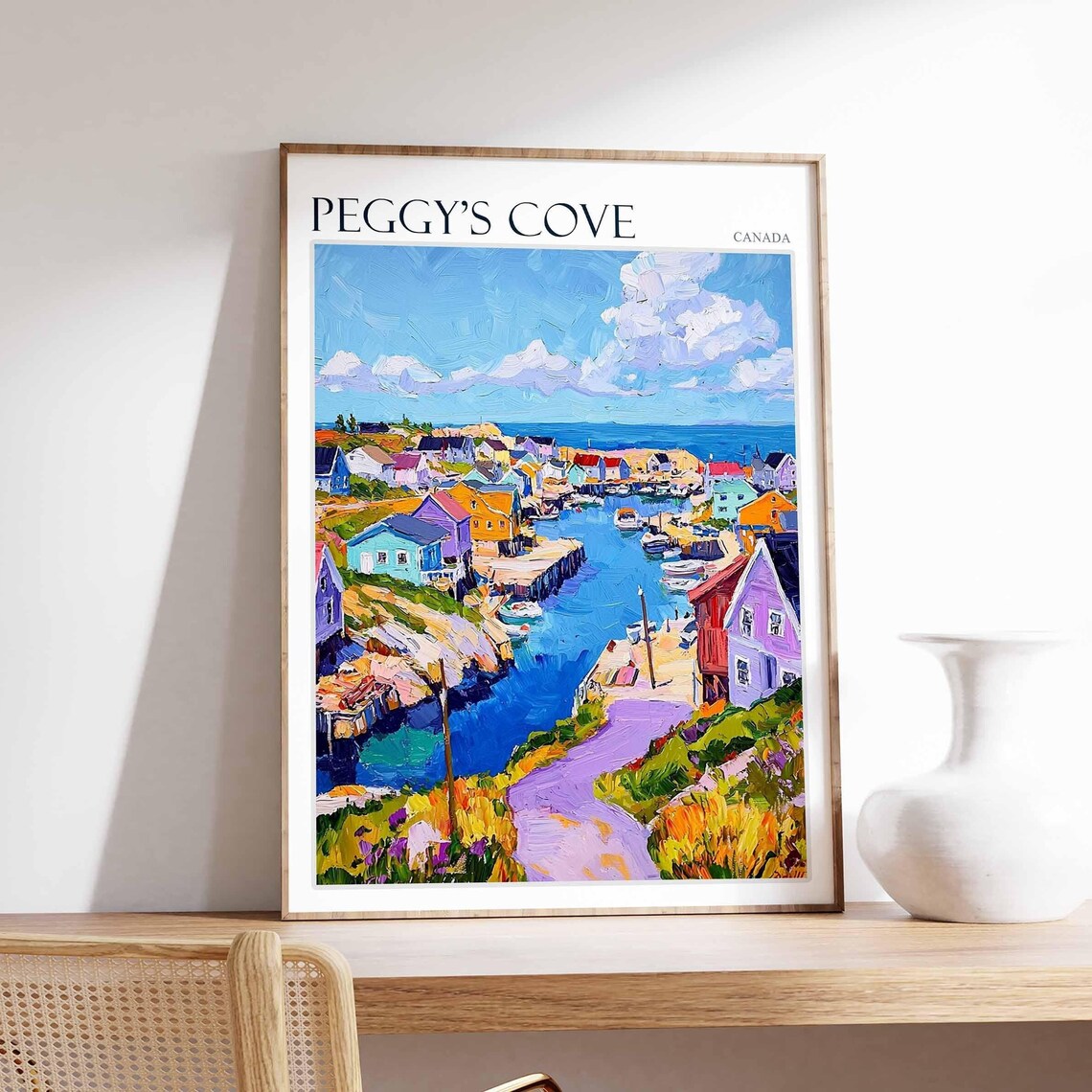 Peggy's Cove Canada Harbour Panorama with Boats and Path Poster
