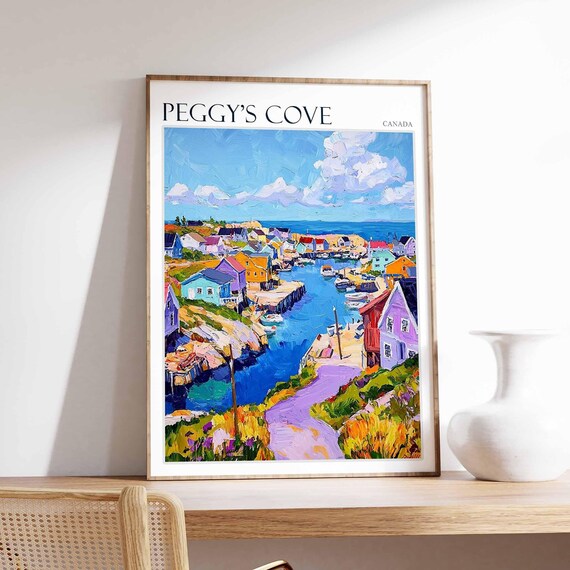 Peggys Cove Poster Peggys Cove Travel Print Tropical Decor Coastal Art Canadian Decor Canada Travel Print Canada Gift