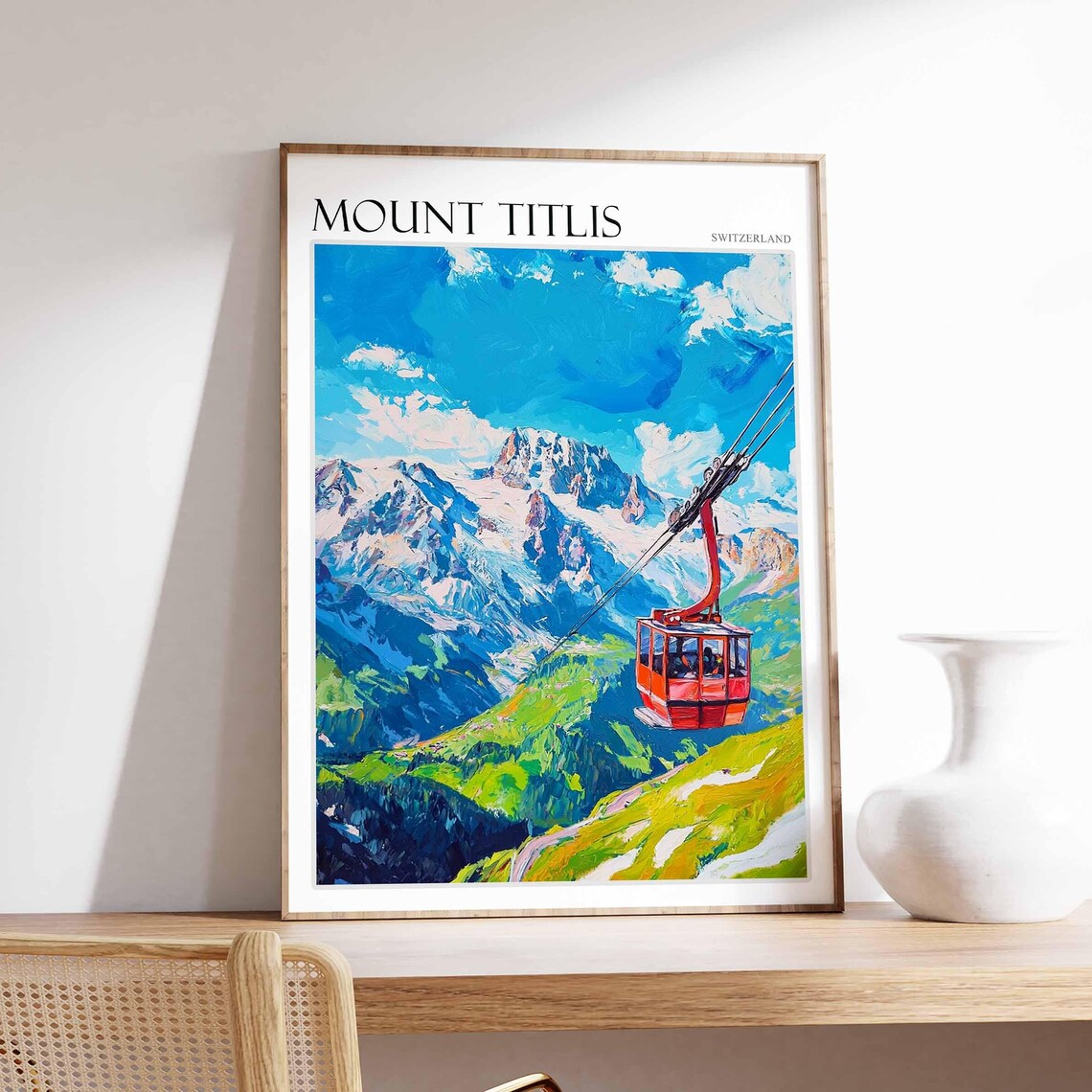 Mount Titlis Poster Mount Titlis Travel Print Swiss Decor Europe Travel Poster European Wall Art Switzerland Wall Art Mountain Poster