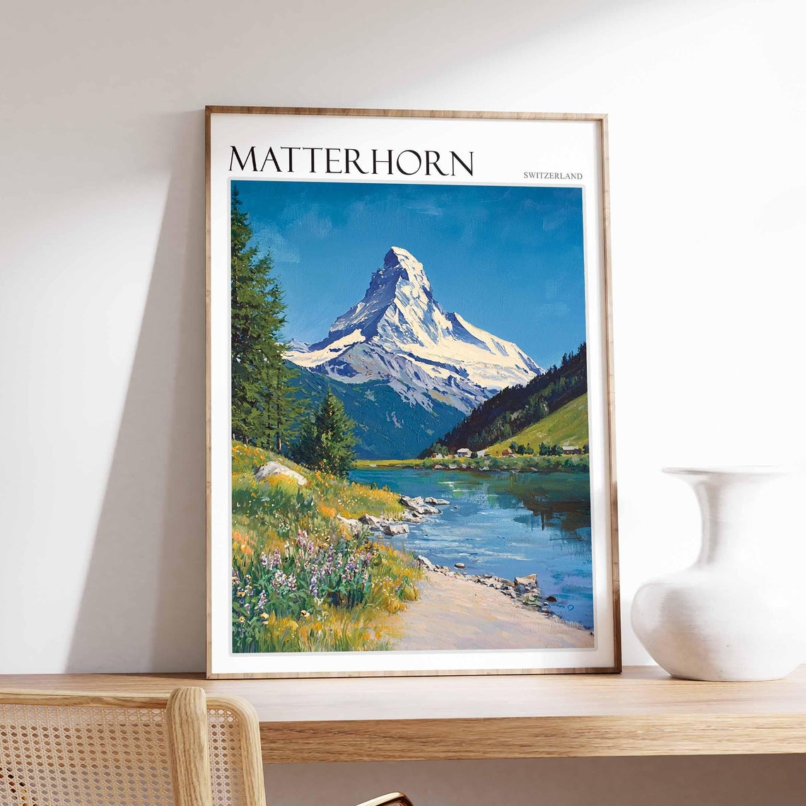Matterhorn Poster Matterhorn Travel Print Swiss Decor Europe Travel Poster European Wall Art Switzerland Wall Art Mountain Poster