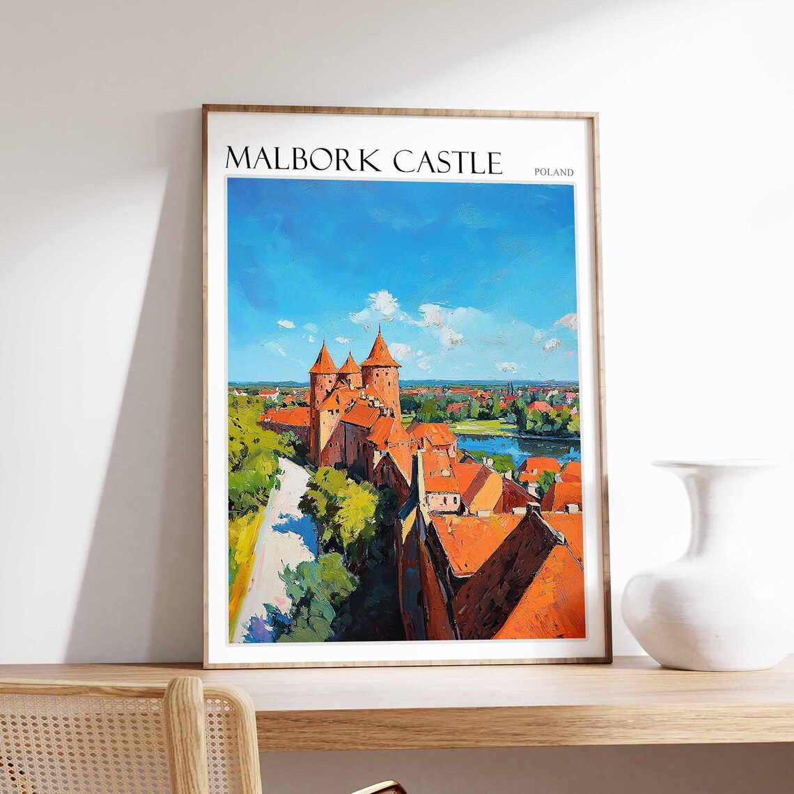Malbork Castle Poland Aerial Red Towers Brick Fort Art Poster