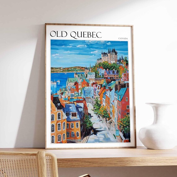 Old Quebec Poster Old Quebec Travel Print Canada Wall Art Canadian Travel Print Tropical Decor City Print Canada Gift