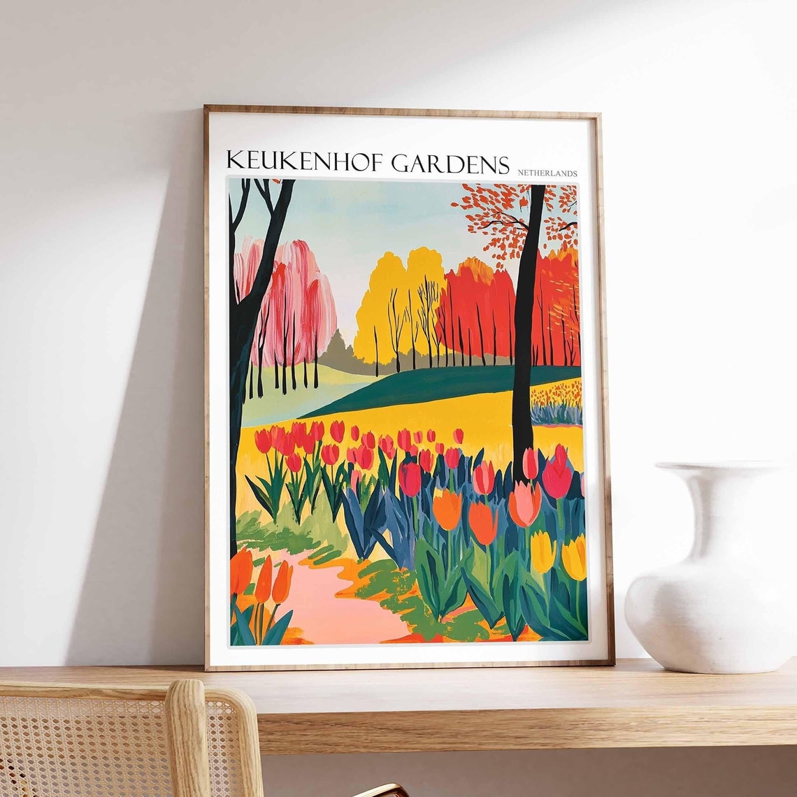 Keukenhof Gardens Poster Keukenhof Gardens Travel Print Netherlands Travel Poster Botanical Decor European Travel Print