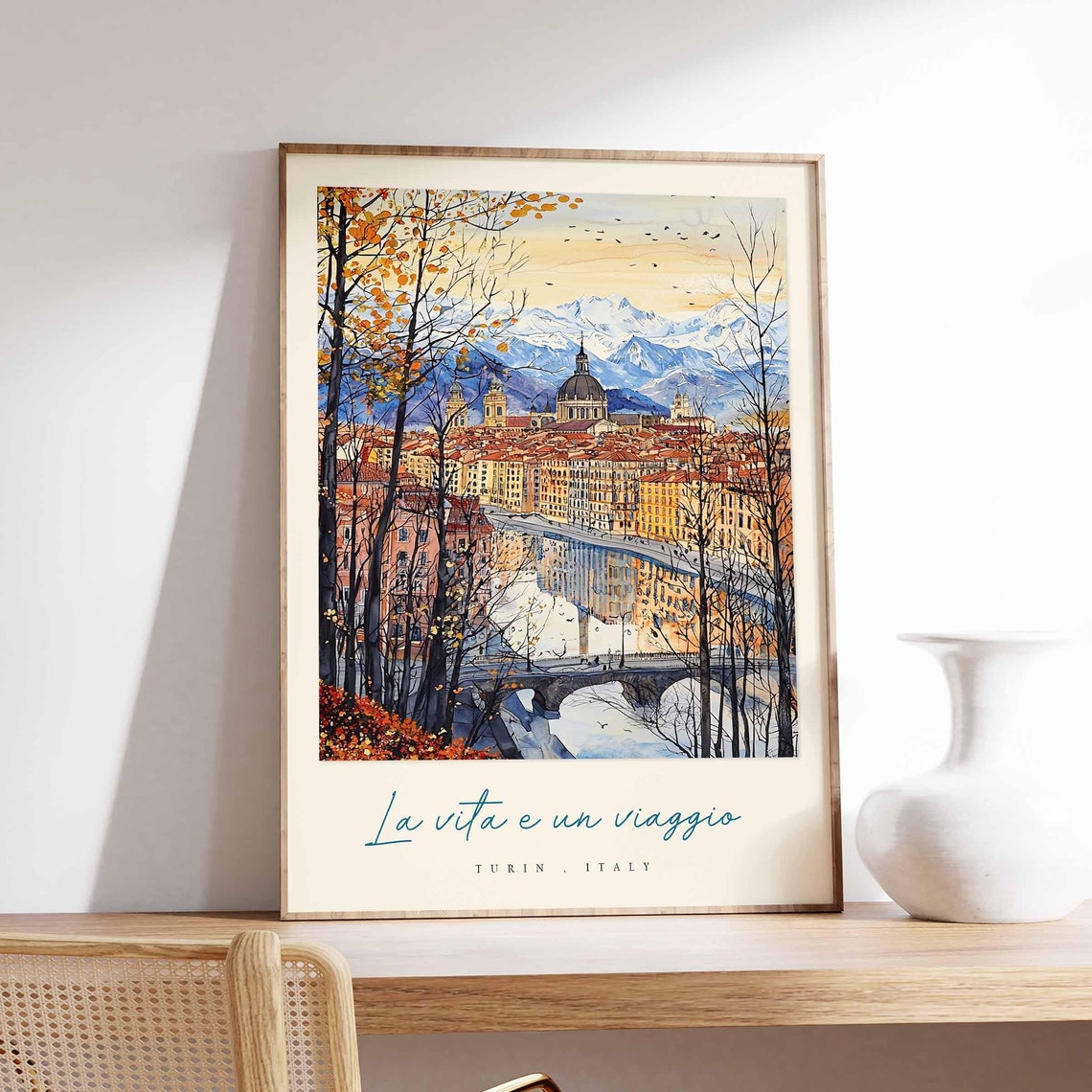 Turin Poster Italian Travel Print Turin Travel Art Turin Wall Art Italy Art Italy Travel Decor Italian Travel Gift