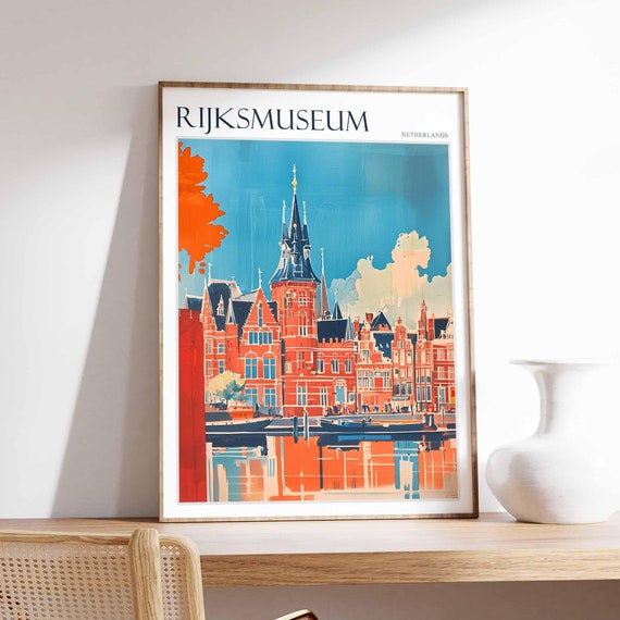 Rijksmuseum Poster Rijksmuseum Travel Print Netherlands Travel Poster Botanical Decor European Travel Print Netherlands Gift
