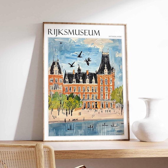 Rijksmuseum Poster Rijksmuseum Travel Print Netherlands Travel Poster Botanical Decor European Travel Print Netherlands Gift