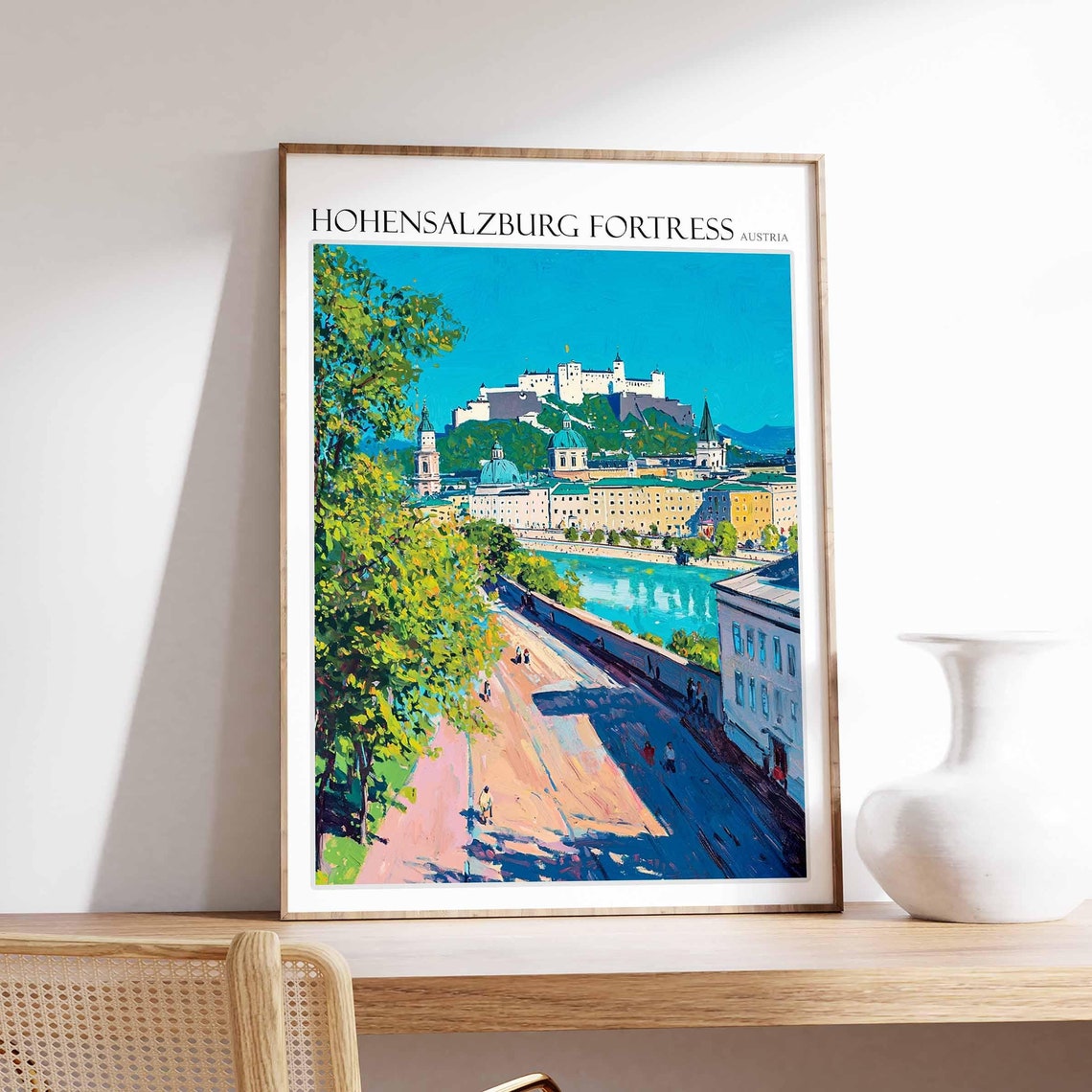 Hohensalzburg Fortress Poster Hohensalzburg Fortress Travel Print Austria Travel Print Europe Travel Poster European Wall Art
