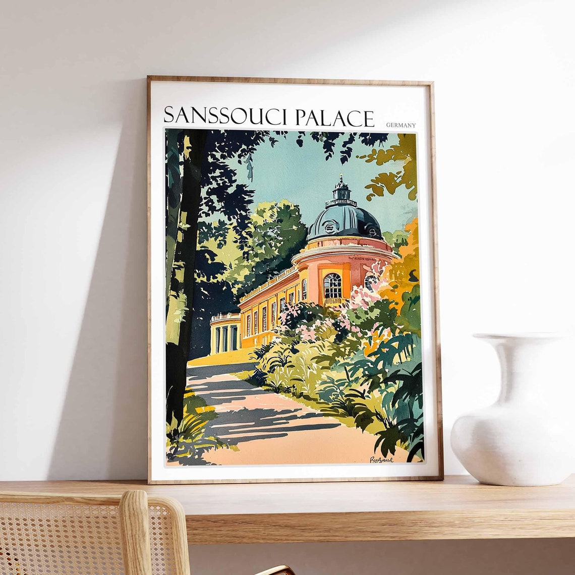 Sanssouci Palace Poster Sanssouci Palace Travel Print German Travel Poster German City Art Travel Poster Travel Wall Art German Gift