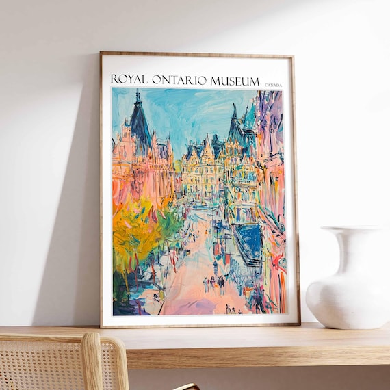 Royal Ontario Museum Impressionist Pink Street Canada Travel Poster