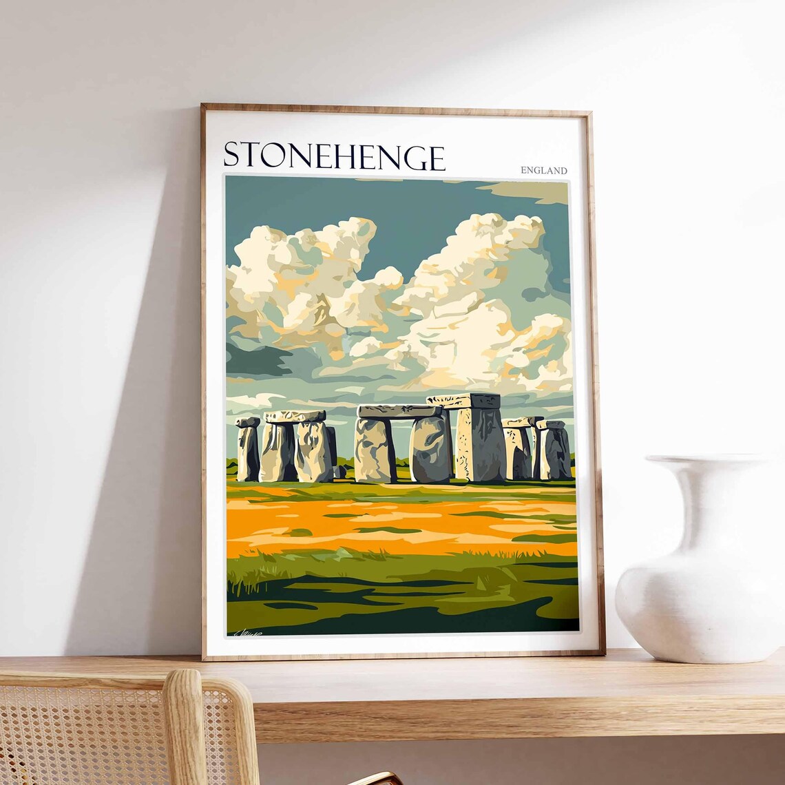 Stonehenge Poster England Travel Print British Decor United Kingdom Travel Poster Stonehenge Gift Stonehenge Travel Poster