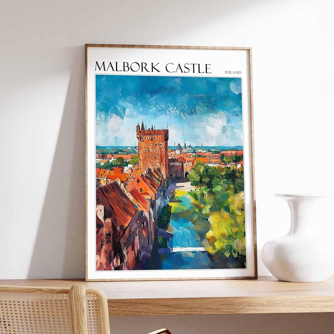 Malbork Castle Poland Tower Street Red Brick Old Town Art Poster