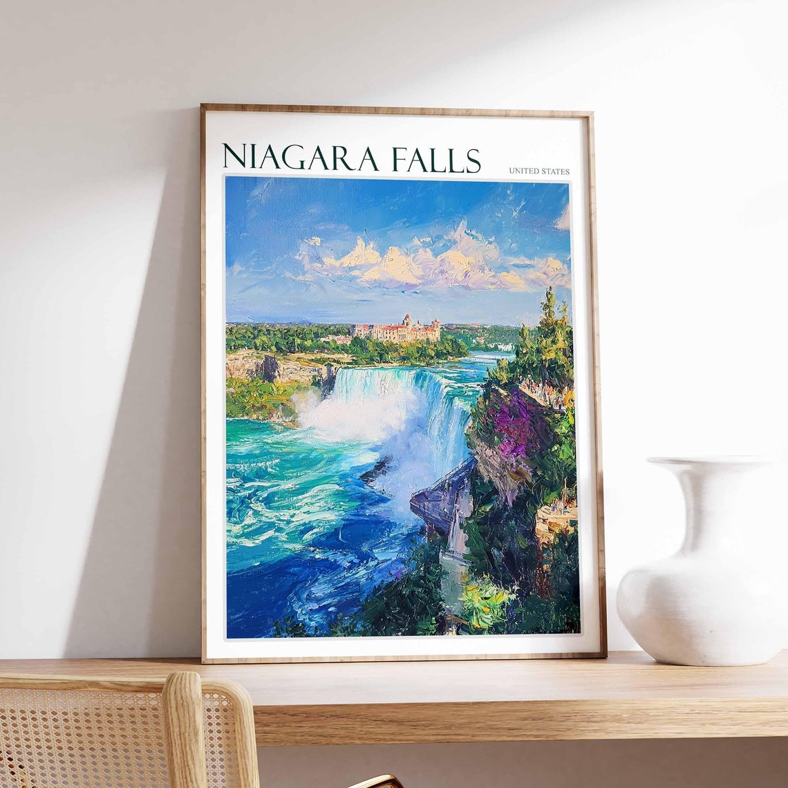 Niagara Falls Horseshoe Falls Rapids Scenic Blue Water Poster