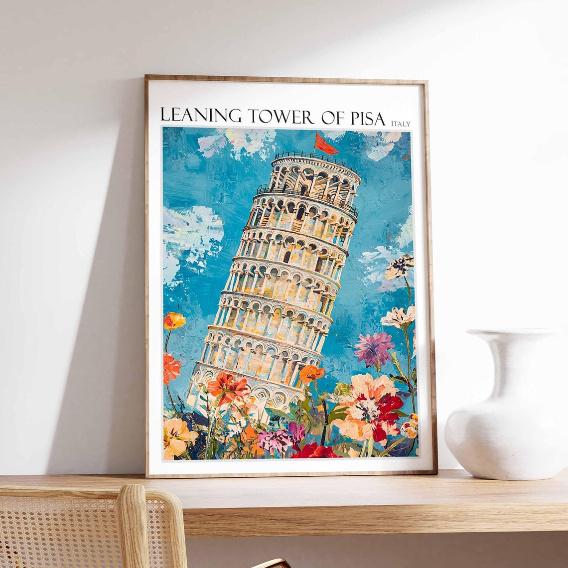 Leaning Tower Of Pisa Poster Leaning Tower Of Pisa Travel Print Italian Travel Poster Tropical Decor Travel Gift Coastal Decor