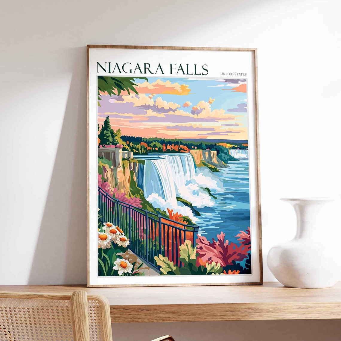 Niagara Falls Poster Niagara Falls Travel Print United States Travel Poster Travel Art Travel Poster United States Wall Art