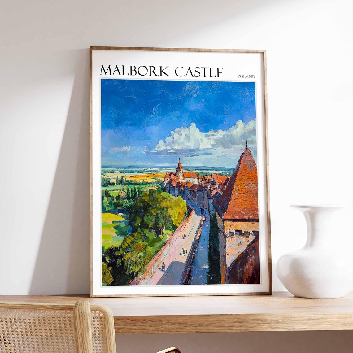 Malbork Castle Poland Rampart View Town Old Brick Art Poster