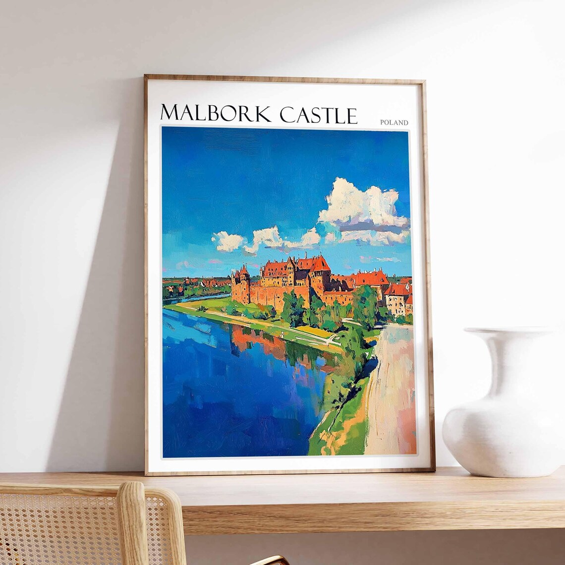 Malbork Castle Poland Riverside Fortress Brick Castle Art Poster