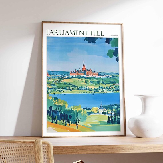 Parliament Hill Poster Parliament Hill Travel Print Tropical Decor City Wall Art Canadian Decor Canada Travel Print Canada Gift