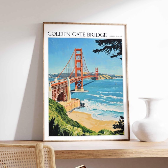 Golden Gate Bridge Poster Golden Gate Bridge Travel Print San Francisco Poster San Francisco Print Usa Travel Print