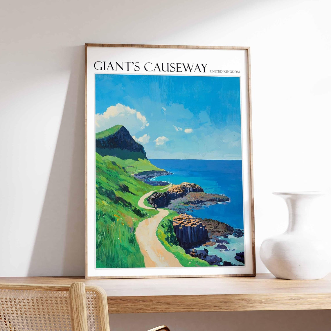 Giants Causeway Poster England Travel Print Giants Causeway Travel Art Giants Causeway Wall Art England Travel Giants Causeway Art