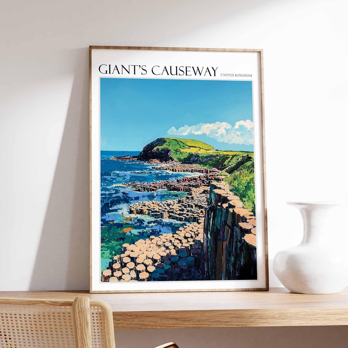 Giants Causeway Poster England Travel Print Giants Causeway Travel Art Giants Causeway Wall Art England Travel Giants Causeway Art