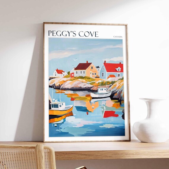 Peggys Cove Poster Peggys Cove Travel Print Tropical Decor Coastal Art Canadian Decor Canada Travel Print Canada Gift