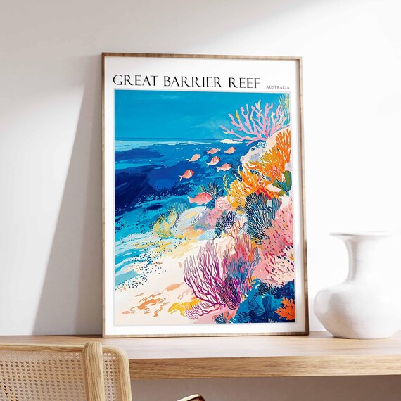 Great Barrier Reef Vivid Coral Garden Reef Fish Australia Poster