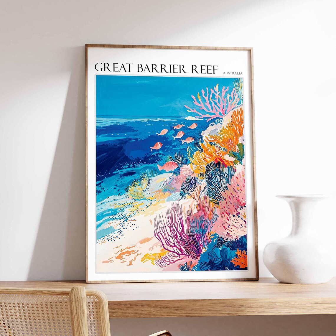Great Barrier Reef Vivid Coral Garden Reef Fish Australia Poster
