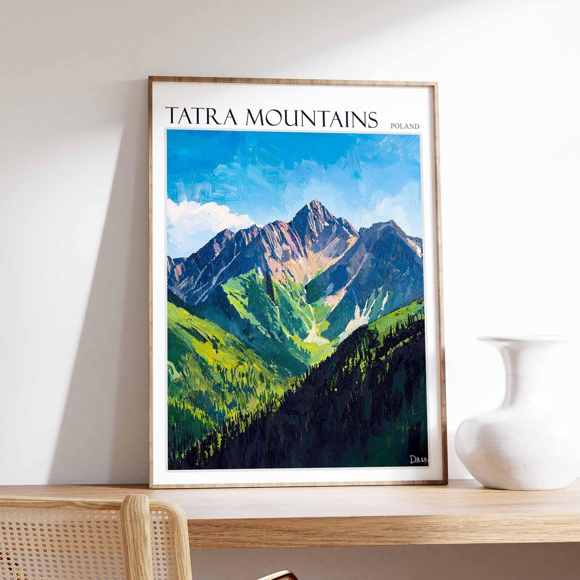 Tatra Mountains Poland Jagged Sunlit Peaks Forested Slopes Poster