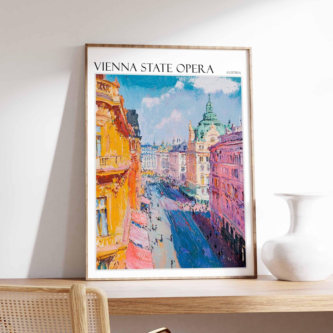 Vienna State Opera Austria Poster Colorful City Street Art Scene
