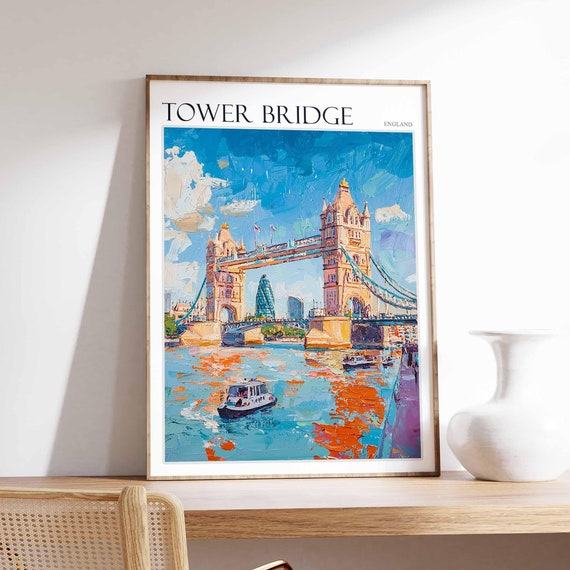 Tower Bridge Poster Tower Bridge Travel Print British Decor United Kingdom Travel Poster England Gift England Travel Poster