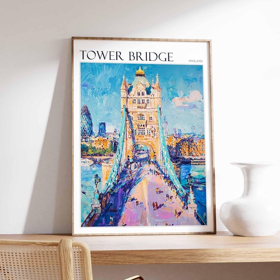 Tower Bridge Poster Tower Bridge Travel Print British Decor United Kingdom Travel Poster England Gift England Travel Poster